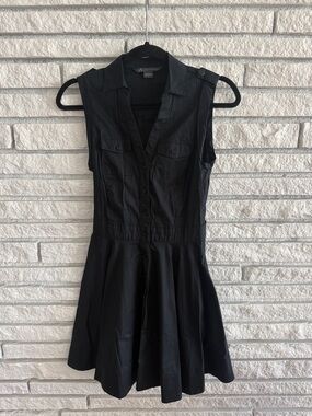 Armani Exchange Cotton Black Sleeveless Shirt Dress with Flared Skirt size 0